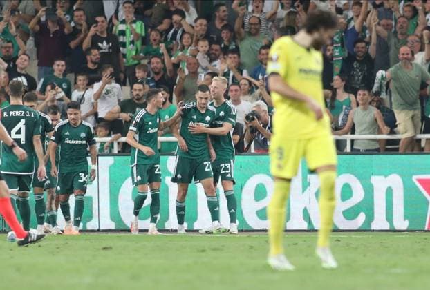 Panathinaikos vs Villareal Panathinaikos players react after scoring the 1-0 during the UEFA Europa League group F soccer match between Panathinaikos and Villareal held at OAKA, in Athens, Greece, 21 August 2023. ATHENS ATHENS Greece Copyright: xPANAGIOTISxMOSCHANDREOUx INCH1011A