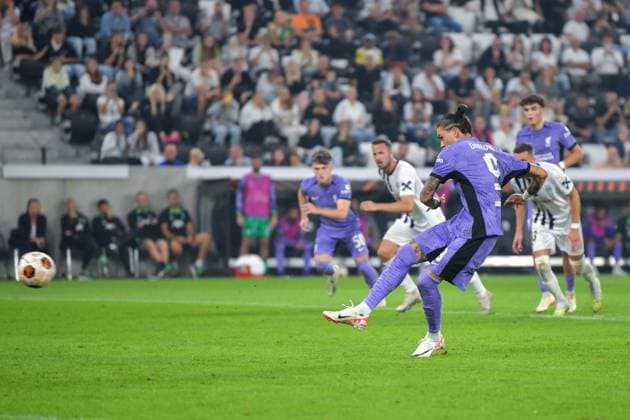 SOCCER - UEFA EL, LASK vs Liverpool LINZ,AUSTRIA,21.SEP.23 - SOCCER - UEFA Europa League, group stage, Linzer ASK vs Liverpool FC. Image shows Darwin Nunez (Liverpool).  GEPAxpictures xChristianxMoser