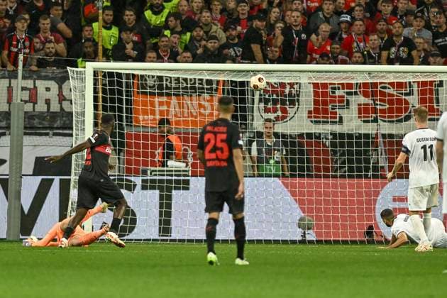 Victor Boniface 22, Bayer Leverkusen scores the goal to 3 0 21 09 2023 Football Europa League, Bayer 04 Leverkusen vs BK Häcken Haecken, BayArena, Leverkusen, NRW Germany Copyright: xpepphotox xHorstxMauelshagenx pep00321, pep_20230921_hm
