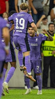 Football - UEFA Europa League - Group E - LASK v Liverpool FC LINZ, AUSTRIA - Thursday, September 21, 2023: Liverpool s Luis Diaz (R) celebrates after scoring the second goal during the UEFA Europa League Group E matchday 1 game between LASK and Liverpool FC at the Raiffeisen Arena. LINZ Raiffeisen Arena UPPER AUSTRIA AUSTRIA  Copyright: xDavidxRawcliffex P2023-09-21-LASK_Liverpool-60