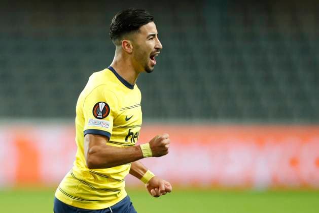 Royal Union Saint-Gilloise v Toulouse FC - UEFA Europa League BRUSSELS, BELGIUM - SEPTEMBER 21 : Amoura Mohamed El Amine forward of Union St-Gilloise celebrates after scoring during the UEFA Europa League Group E match between Royal Union Saint-Gilloise and Toulouse FC on September 21, 2023 in Brussels, Belgium, 21 09 2023 Brussels Belgium  Copyright: xJbox