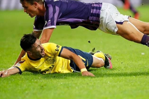 Royal Union Saint-Gilloise v Toulouse FC - UEFA Europa League BRUSSELS, BELGIUM - SEPTEMBER 21 : Amoura Mohamed El Amine forward of Union St-Gilloise during the UEFA Europa League Group E match between Royal Union Saint-Gilloise and Toulouse FC on September 21, 2023 in Brussels, Belgium, 21 09 2023 Brussels Belgium  Copyright: xJbox