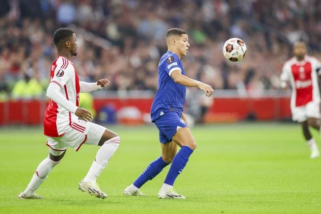 AMSTERDAM, 21-09-2023 JohanCruyff Arena, Europa League Football season 2023 2024 Match between Ajax and Olympique Marseille. Ajax player Jorrel Hato, Olympique Marseille player Amine Harit Ajax - Olympique Marseille  x22440174x Copyright: