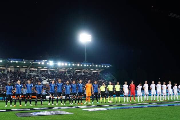 Foto Spada LaPresse 21 Settembre 2023 - Bergamo , Italia - calcio - Atalanta vs Rakow Czestochowa - Europa League 2023 2024 - Stadio Gewiss. Nella foto: ingresso in campo squadre , schiramento September 21, 2023 Bergamo , Italy - sport, calcio - Atalanta vs Rakow Czestochowa - Europa League 2023 2024 - Gewiss Stadium . In the pic: teams enter on the pitch , start eleven  Copyright: xSpada LaPressex