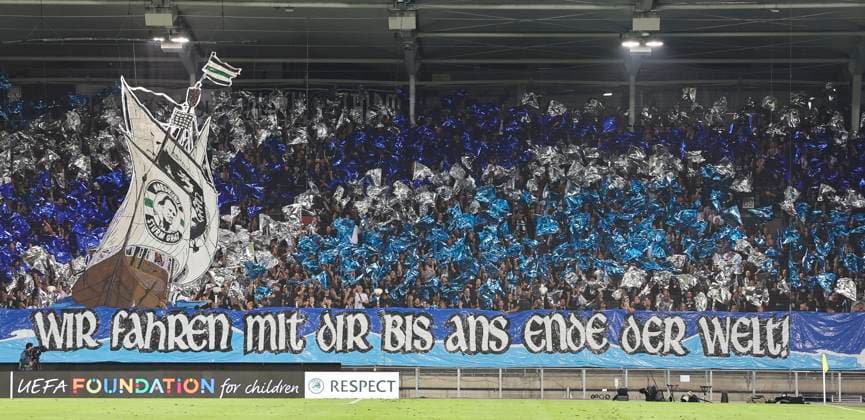 Sport Bilder des Tages SOCCER - UEFA EL, Sturm vs Sporting GRAZ,AUSTRIA,21.SEP.23 - SOCCER - UEFA Europa League, group stage, SK Sturm Graz vs Sporting CP. Image shows overview of the stadium with the fans of SK Sturm Graz.  GEPAxpictures xWolfgangxGrebien