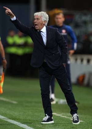 Bergamo, Italy, 21st September 2023. Gian Piero Gasperini Head coach of Atalanta reacts during the UEFA Champions League match at Stadio Di Bergamo, Bergamo. Picture credit should read: Jonathan Moscrop Sportimage EDITORIAL USE ONLY. No use with unauthorised audio, video, data, fixture lists, club league logos or live services. Online in-match use limited to 120 images, no video emulation. No use in betting, games or single club league player publications. SPI-2574-0013