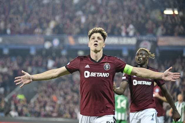 Ladislav Krejci of Sparta scores and celebrates goal during the Football European League match: Sparta Prague vs Aris Limassol in Prague, Czech Republic, September 21, 2023. (CTKxPhoto RomanxVondrous) CTKPhotoP2023092109350  CTKPhotoP2023092109350