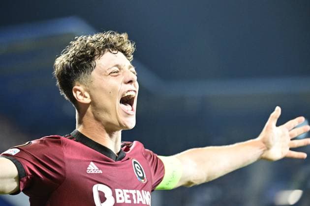 Ladislav Krejci of Sparta scores and celebrates goal during the Football European League match: Sparta Prague vs Aris Limassol in Prague, Czech Republic, September 21, 2023. (CTKxPhoto RomanxVondrous) CTKPhotoP2023092109363  CTKPhotoP2023092109363