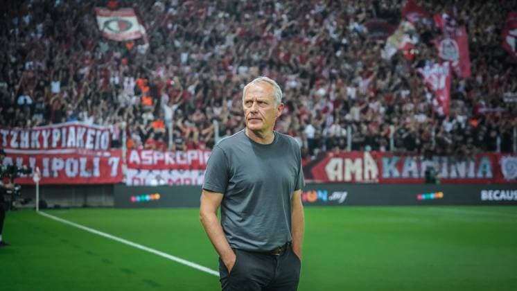 Coach Christian Streich SC Freiburg UEFA Football Europa League Season 2023 2024 Giorgos Karaiskakis Stadium Piraeus, 21 09 2023 Olympiakos Piraeus SC Freiburg