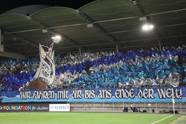 SOCCER - UEFA EL, Sturm vs Sporting GRAZ,AUSTRIA,21.SEP.23 - SOCCER - UEFA Europa League, group stage, SK Sturm Graz vs Sporting CP. Image shows choreography fans (Sturm).  GEPAxpictures xChrisxBauer