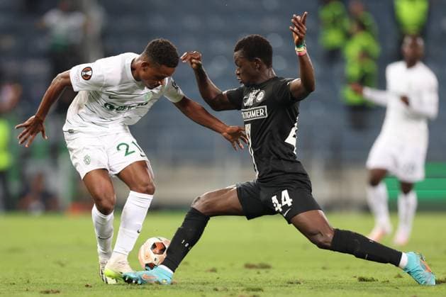 SOCCER - UEFA EL, Sturm vs Sporting GRAZ,AUSTRIA,21.SEP.23 - SOCCER - UEFA Europa League, group stage, SK Sturm Graz vs Sporting CP. Image shows Geny Catamo (Sporting Lissabon) and Amadou Dante (Sturm).  GEPAxpictures xChrisxBauer