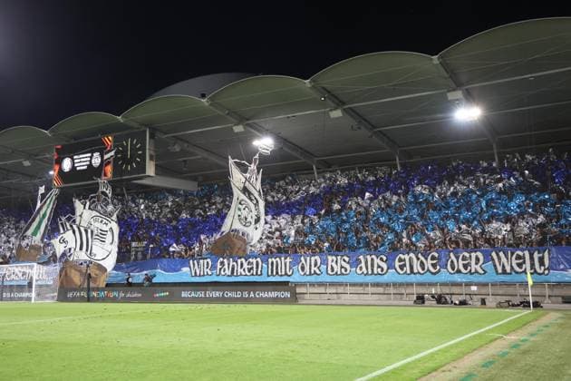 SOCCER - UEFA EL, Sturm vs Sporting GRAZ,AUSTRIA,21.SEP.23 - SOCCER - UEFA Europa League, group stage, SK Sturm Graz vs Sporting CP. Image shows choreography fans (Sturm).  GEPAxpictures xChrisxBauer