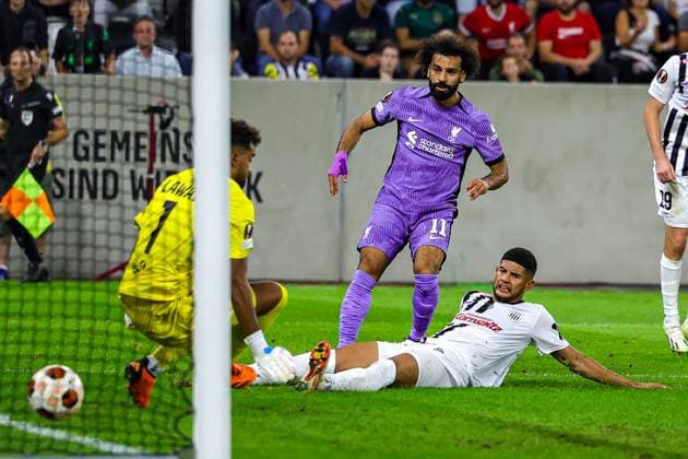 LASK v Liverpool Europa League 21 09 2023. Goal 1-3 Mohamed Salah (11) of Liverpool scores a goal during the Europa League match between LASK and Liverpool at Raiffeisen Arena, Linz, Austria on 21 September 2023. Editorial use only , Copyright: xNigelxKeenex PSI-18052-0078