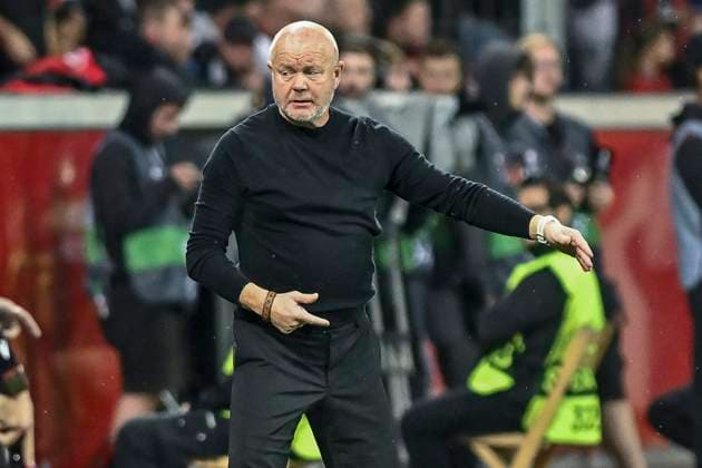 Per Mathias Høgmo BK Häcken Haecken gesture gestures 21 09 2023 Football Europa League, Bayer 04 Leverkusen vs BK Häcken Haecken, BayArena, Leverkusen, NRW Germany Copyright: xpepphotox xHorstxMauelshagenx pep00321, pep_20230921_hm