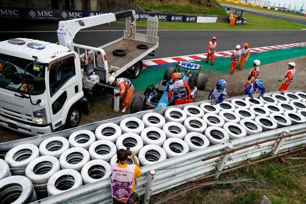 Damaged car of 10 Pierre Gasly FRA, BWT Alpine F1 Team , F1 Grand Prix of Japan at Suzuka International Racing Course on September 22, 2023 in Suzuka, Japan Photo by HOCH ZWEI Suzuka Japan