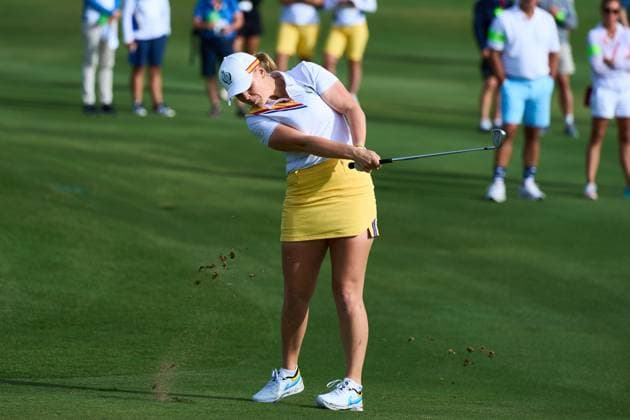 September 22, 2023, SEVILLA, SEVILLA, SPAIN: Charley Hull of Europe team in action during the Solheim Cup 2023 in Finca Cortesin at Estepona on September 22, 2023 in Malaga, Spain. SEVILLA SPAIN - ZUMAa181 20230922_zaa_a181_002 Copyright: xJoaquinxCorcherox