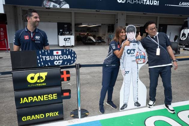 September 22, 2023, Suzuka, Mie Prefecture, Japan: An AlphaTuari display on the pit road showing an anime manga illustration of Yuki Tsunoda on Practice Day at the Formula 1 Japanese Grand Prix. Suzuka Japan - ZUMAb177 20230922_aap_b177_025 Copyright: xTaidghxBarronx