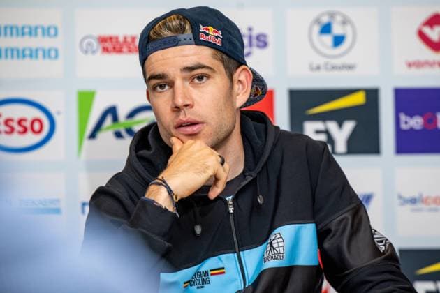 Belgian Wout van Aert of Jumbo-Visma pictured during a press conference, PK, Pressekonferenz on the third day of the UEC Road European Championships in Nieuw-Amsterdam, The Netherlands, Friday 22 September 2023. The European cycling championships takes place from 20 to 24 september. DAVIDxPINTENS  x74665626x
