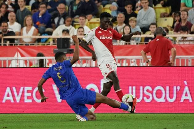 Soungoutou Magassa (AS Monaco) - Jean Clair Todibo (OGC Nice) FOOTBALL : AS Monaco vs OGC Nice - Ligue 1 Uber Eats - Monaco - 22 09 2023 NorbertScanella Panoramic 