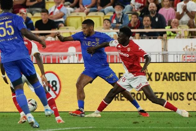Soungoutou Magassa (AS Monaco) - Jean Clair Todibo (OGC Nice) FOOTBALL : AS Monaco vs OGC Nice - Ligue 1 Uber Eats - Monaco - 22 09 2023 NorbertScanella Panoramic 