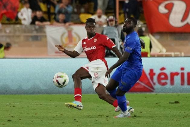 Wilfried Singo (AS Monaco) - JÃ rÃ mie Boga (OGC Nice) FOOTBALL : AS Monaco vs OGC Nice - Ligue 1 Uber Eats - Monaco - 22 09 2023 NorbertScanella Panoramic 