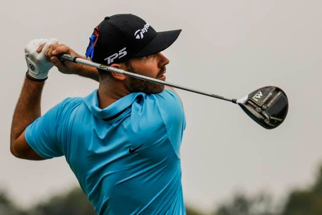Matthew Wolff of the US hits his tee shot on the sixteenth hole during the first round of the 2023 LIV Golf League tournament at Rich Harvest Farms in Sugar Grove, Illinois, on Friday September 22, 2023. Tournament play runs from September 22nd through the 24th.  SGI20230922824 TANNENxMAURY