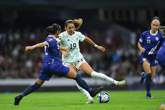 RECORD DATE NOT STATED CONCACAF Womens Gold Cup 2023 Mexico vs Puerto Rico Christina Burkenroad of Mexico during the game Mexico (Mexican national team, Nationalteam vs Puerto Rico, corresponding to League A of the Group Stage Qualifiers for the CONCACAF Womens Gold Cup, at Azteca Stadium, on September 22, 2023. <br><br> Christina Burkenroad de Mexico durante el partido Mexico (Seleccion Nacional Mexicana) vs Puerto Rico, correspondiente a la Liga A de la Fase grupos Clasificatorio a la Copa Oro Femenina de la CONCACAF, el el Estadio Azteca, el 22 de Septiembre de 2023. CIUDAD DE MEXICO CDMX MEXICO  Copyright: xAdrianxMaciasx 20230922211708_CWGC_23_MEX_PUR_BURKENROAD29