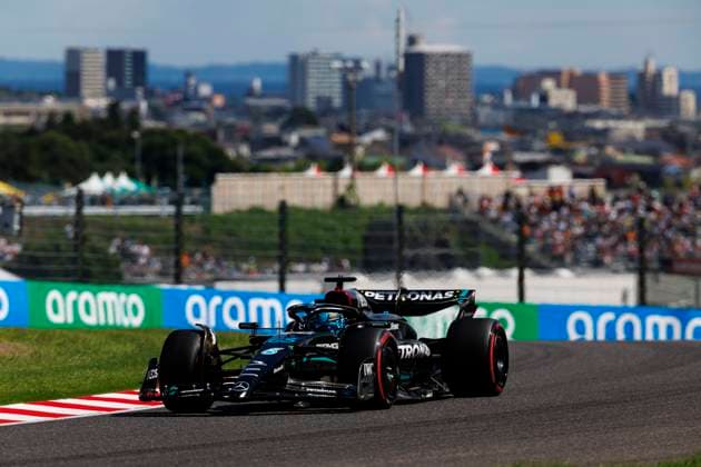23rd September 2023; Suzuka Circuit, Suzuka, Japan; 2023 Formula 1 Lenovo Japanese Grand Prix; Qualifying Day; Number 63 Mercedes AMG Petronas driver George Russell during practice 3 at the Japanese Formula 1  ActionPlus12556210 StephenxBlackberry
