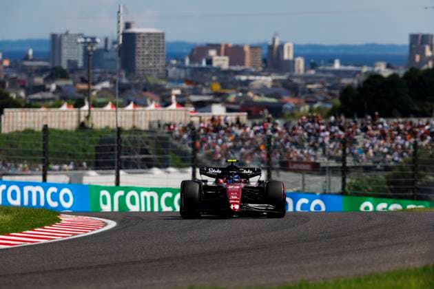 23rd September 2023; Suzuka Circuit, Suzuka, Japan; 2023 Formula 1 Lenovo Japanese Grand Prix; Qualifying Day; Number 24 Alfa Romeo driver Guanyu Zhou during practice 3 at the Japanese Formula 1  ActionPlus12556211 StephenxBlackberry