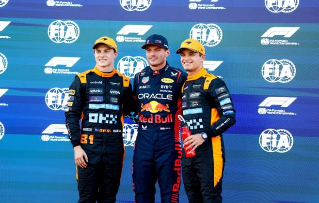 81 Oscar Piastri AUS, McLaren F1 Team , 1 Max Verstappen NLD, Oracle Red Bull Racing , 4 Lando Norris GBR, McLaren F1 Team , F1 Grand Prix of Japan at Suzuka International Racing Course on September 23, 2023 in Suzuka, Japan Photo by HOCH ZWEI Suzuka Japan