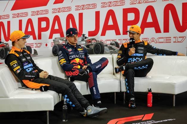 81 Oscar Piastri AUS, McLaren F1 Team , 1 Max Verstappen NLD, Oracle Red Bull Racing , 4 Lando Norris GBR, McLaren F1 Team , F1 Grand Prix of Japan at Suzuka International Racing Course on September 23, 2023 in Suzuka, Japan Photo by HOCH ZWEI Suzuka Japan