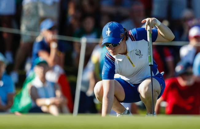 2023 Solheim Cup, Finca Cortesin, Andalucia, Spain 23 9 2023 Ireland™s Leona Maguire lines up a putt Leona Maguire lines up a putt 23 9 2023  Copyright: x INPHO MartinxSirasxLimax _MSL6786