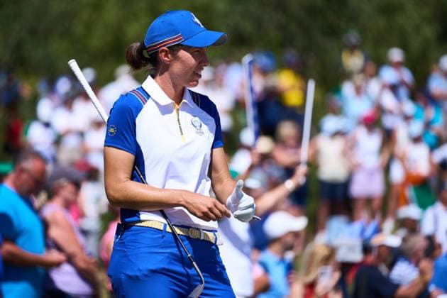 September 12, 2023, MALAGA, MALAGA, SPAIN: Carlota Ciganda of Europe Team looks on during the Solheim Cup 2023 in Finca Cortesin at Estepona on September 23, 2023 in Malaga, Spain. MALAGA SPAIN - ZUMAa181 20230912_zaa_a181_235 Copyright: xJoaquinxCorcherox
