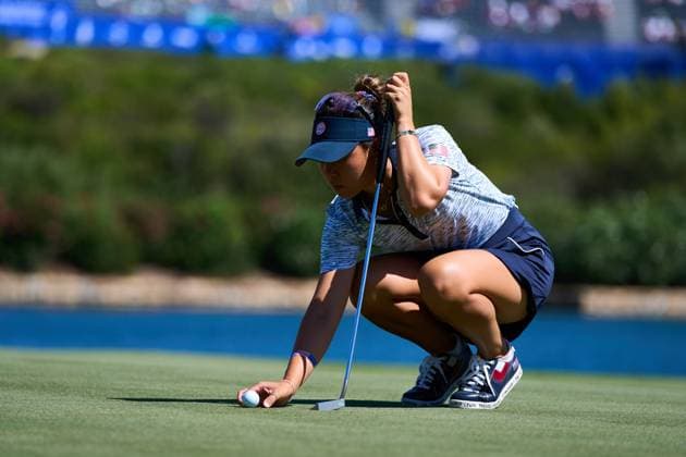 September 23, 2023, MALAGA, MALAGA, SPAIN: Danielle Kang of USA Team in action during the Solheim Cup 2023 in Finca Cortesin at Estepona on September 23, 2023 in Malaga, Spain. MALAGA SPAIN - ZUMAa181 20230923_zaa_a181_069 Copyright: xJoaquinxCorcherox