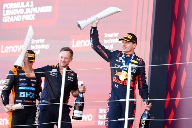 Christian Horner GBR, Oracle Red Bull Racing , 1 Max Verstappen NLD, Oracle Red Bull Racing , F1 Grand Prix of Japan at Suzuka International Racing Course on September 24, 2023 in Suzuka, Japan Photo by HOCH ZWEI Suzuka Japan