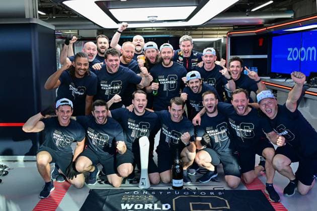 Team of Red Bull Racing celebrates winning the 2023 World Constructors Championship, F1 Grand Prix of Japan at Suzuka International Racing Course on September 24, 2023 in Suzuka, Japan Photo by HOCH ZWEI Suzuka Japan