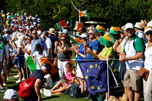 2023 Solheim Cup, Finca Cortesin, Andalucia, Spain 24 9 2023 Fans of Leona Maguire watch on Fans of Leona Maguire watch on 24 9 2023  Copyright: x INPHO MartinxSirasxLimax _MS09681