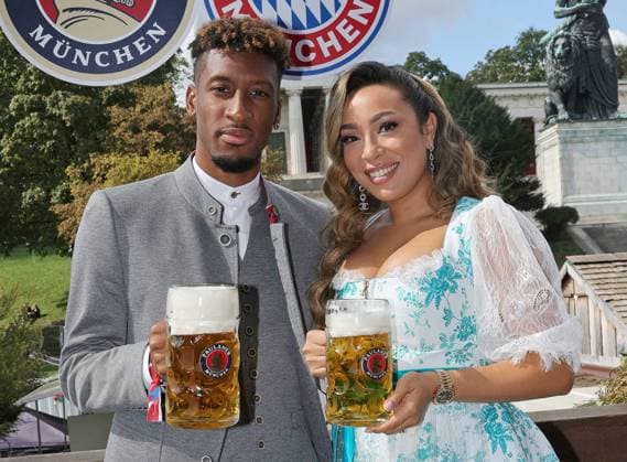 Sabrajna wife of Kingsley Coman at the visit of the beer festival Oktoberfest, Wiesn of the football team FC BAYERN MUENCHEN on Sept 24, 2023 in Munich, Germany. Season 2023 2024, 1.Bundesliga, FCB, München, -- Poolfoto FC Bayern Pool , EDITORIAL USE ONLY