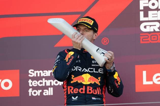 September 24, 2023, Suzuka, Mie Prefecture, Japan: MAX VERSTAPPEN (NED) of Red Bull Racing 1 accepting the 1st place trophy of the 2023 Formula 1 Japanese Grand Prix Suzuka Japan - ZUMAb177 20230924_aap_b177_087 Copyright: xTaidghxBarronx