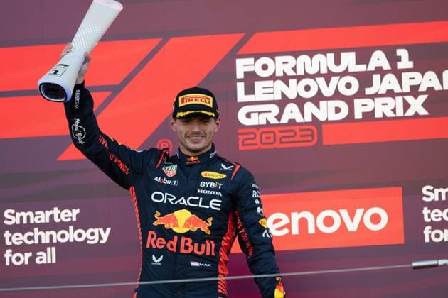 September 24, 2023, Suzuka, Mie Prefecture, Japan: MAX VERSTAPPEN (NED) of Red Bull Racing 1 accepting the 1st place trophy of the 2023 Formula 1 Japanese Grand Prix Suzuka Japan - ZUMAb177 20230924_aap_b177_113 Copyright: xTaidghxBarronx
