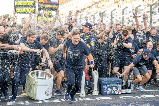 SUZUKA, JAPAN: Christian Horner, racing for the Red Bull Racing team during the 2023 Formula 1 Japanese Grand Prix at the Suzuka International Racing Course in Suzuka, Japan