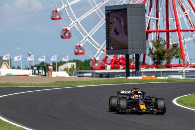 SUZUKA, JAPAN: Max Verstappen, racing for the Red Bull Racing team during the 2023 Formula 1 Japanese Grand Prix at the Suzuka International Racing Course in Suzuka, Japan