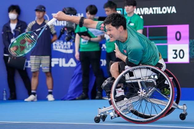 Shingo Kunieda (JPN), SEPTEMBER 24, 2023 - Tennis : Exhibition Match at Ariake Tennis Forest Park during YONEX Tennis Festival with TORAY PPO TENNIS in Tokyo, Japan. Noxthirdxpartyxsales  (230310029)