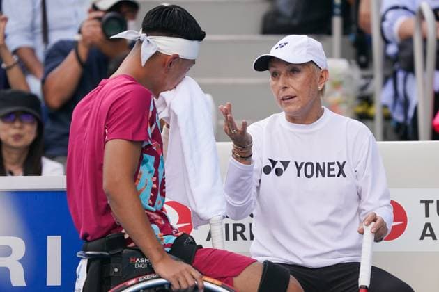 (L-R) Tokito Oda (JPN), Martina Navratilova (USA), SEPTEMBER 24, 2023 - Tennis : Exhibition Match at Ariake Tennis Forest Park during YONEX Tennis Festival with TORAY PPO TENNIS in Tokyo, Japan. Noxthirdxpartyxsales  (230310050)