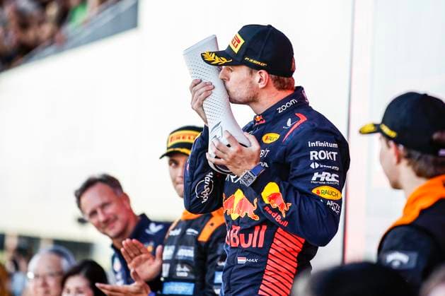 Formula 1 Lenovo Grand Prix Of Japan 2023 Max Verstappen of Netherlands, Oracle Red Bull Racing, portrait celebrates his victory at the podium during the Formula 1 Lenovo Grand Prix of Japan from 21st to 24th of September, 2023 on the Suzuka Circuit, in Suzuka, Japan. Suzuka Japan  Copyright: xGongorax originalFilename:bonilla-formula1230924_npRry.jpg