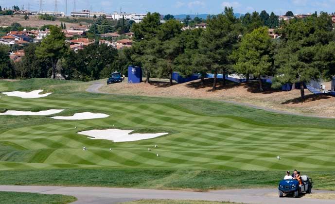September 25, 2023, ROME, ITALY: A view of the golf course at Marco Simone Golf Club in Guidonia, near Rome, Italy, 25 September 2023. Competition for the 44th Ryder Cup golf tournament between the US and Europe begins 29 September 2023..ANSA FABIO FRUSTACI 2023 Ryder Cup golf tournament  - ZUMAa110 20230925_zaf_a110_004 Copyright: xFabioxFrustacix