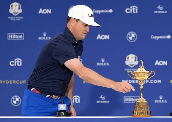 September 25, 2023, ROME, ITALIA: United States Captain Zach Johnson arrives for a the press conference, PK, Pressekonferenz for the 2023 Ryder Cup golf tournament at Marco Simone Golf Club in Guidonia, near Rome, Italy, 25 September 2023. Competition for the 44th Ryder Cup between the US and Europe begins 29 September 2023. ANSA ETTORE FERRARI 2023 Ryder Cup golf tournament  - ZUMAa110 20230925_zaf_a110_010 Copyright: xEttorexFerrarix
