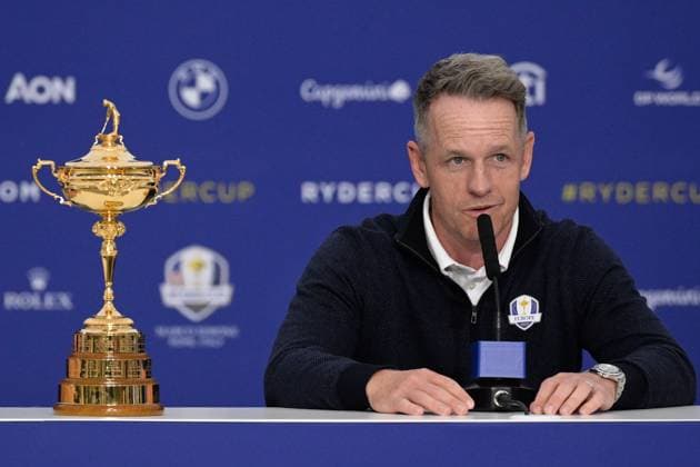 Luke Donald (ENG) during the USA an Europe Ryder Cup 2023 captains press conference, PK, Pressekonferenz at Marco Simone Golf & Country Club on September 25, 2023 in Rome, Italy.  Copyright: xFabrizioxCorradetti IPAxSportx x xx IPA_40555129 IPA_IPA40555129