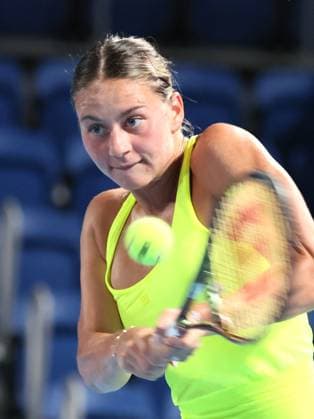 September 26, 2023, Tokyo, Japan - Marta Kostyuk of Ukraine returns the ball against Russia s Daria Kasatkina during the first round match of the Toray pan Pacific Open tennis tournament at the Ariake Colosseum in Tokyo on Tuesday, September 26, 2023. (photo by Yoshio Tsunoda AFLO) Noxthirdxpartyxsales  (0305928175st)