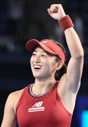 September 26, 2023, Tokyo, Japan - Misaki Doi of Japan raises her fist in the air after she defeated Croatia s Petra Martic during the first round match of the Toray pan Pacific Open tennis tournament at the Ariake Colosseum in Tokyo on Tuesday, September 26, 2023. Doi defeated Martic 7-6, 6-2 and she will withdraw from her professional tennis carrier after this tornament. (photo by Yoshio Tsunoda AFLO) Noxthirdxpartyxsales  (0305937783st)
